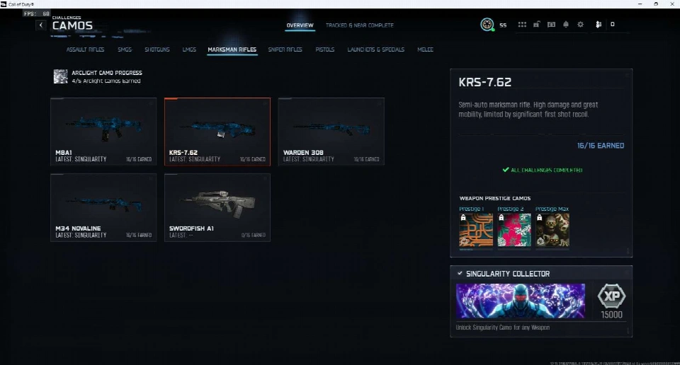 🔥30/30 SINGULARITY🔥⚡TEMPSEST/ARCHLIGHT/SHATTERED GOLD CAMOS ⚡450 迷彩☢️免费 NUCLEAR 卡片☢️等级 55 🚀 | 完全访问 ✅ PC/PS/XBOX LI