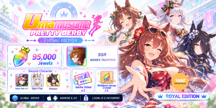 Account Umamusume | 95000 Jewels + SSR Agnes Tachyon + Tokai Teio, Oguri Cap, Kitasan + 1 Ticket + 1 Rb Uncap Crystal