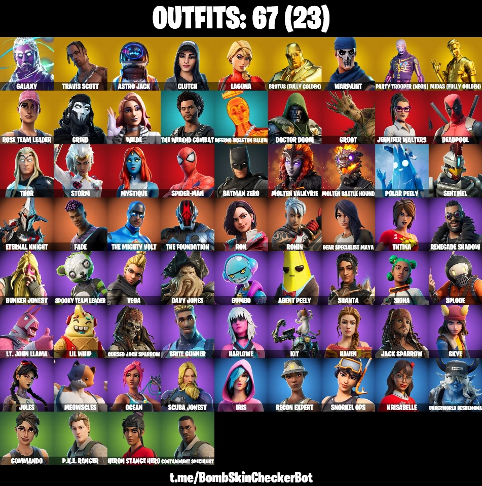 [PC/PSN/Xbox/Nintendo] 67款皮肤 | OG STW | Galaxy | Travis Scott | Astro Jack | 金色迈达斯 | 金色布鲁图斯 | 装备专家玛雅 | 永恒骑士 | Sen