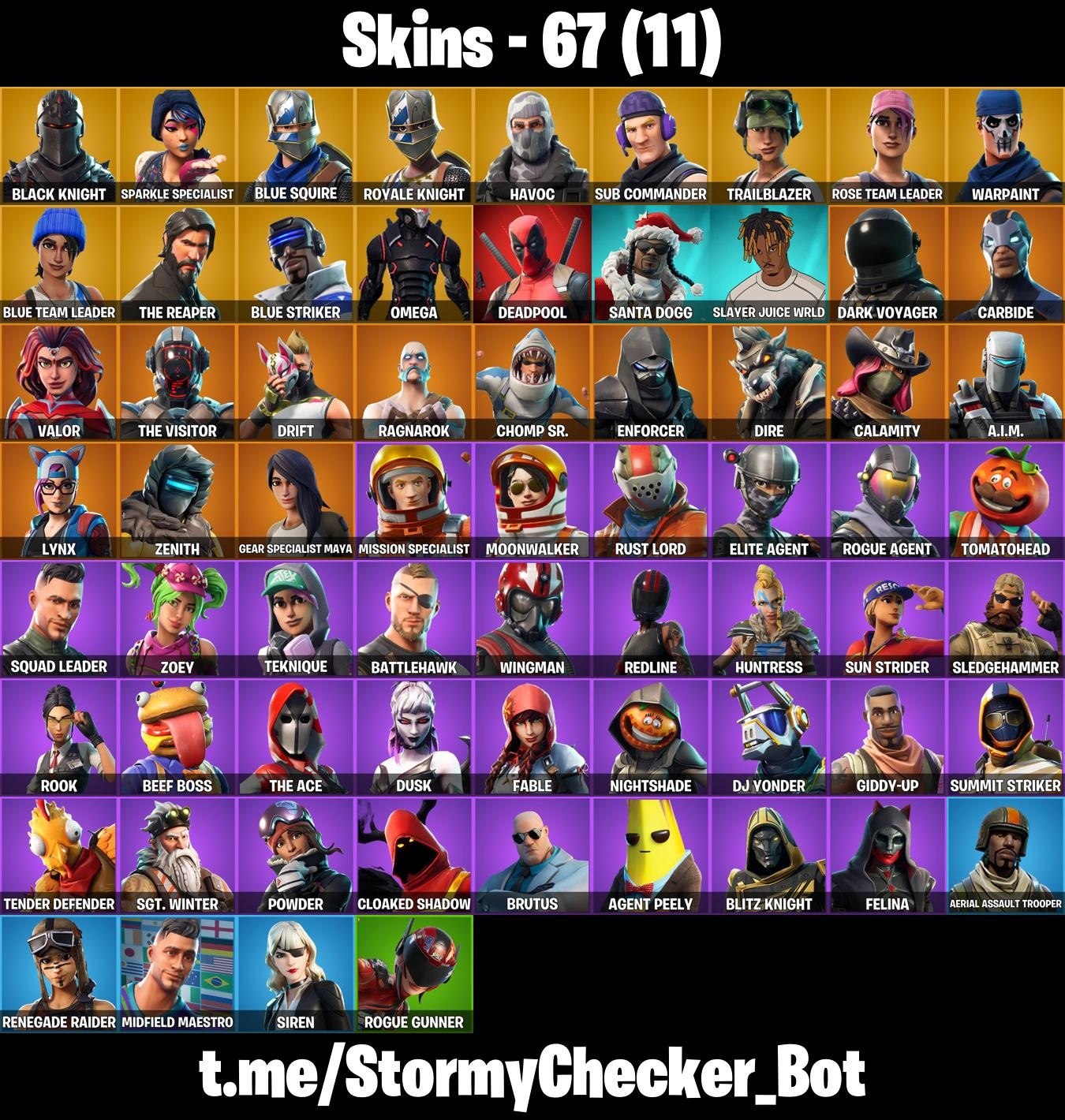 67皮肤 ⭐ OG STW 豪华版 ⭐ FLOSS ⭐ BLACK KNIGHT ⭐ HAVOC ⭐ AC/DC ⭐ MAKO ⭐ BLACK SHIELD ⭐ SPARKLE SPECIALIST ⭐ THE REAPER ⭐ FRESH ⭐ FREESTYLIN ⭐ FA