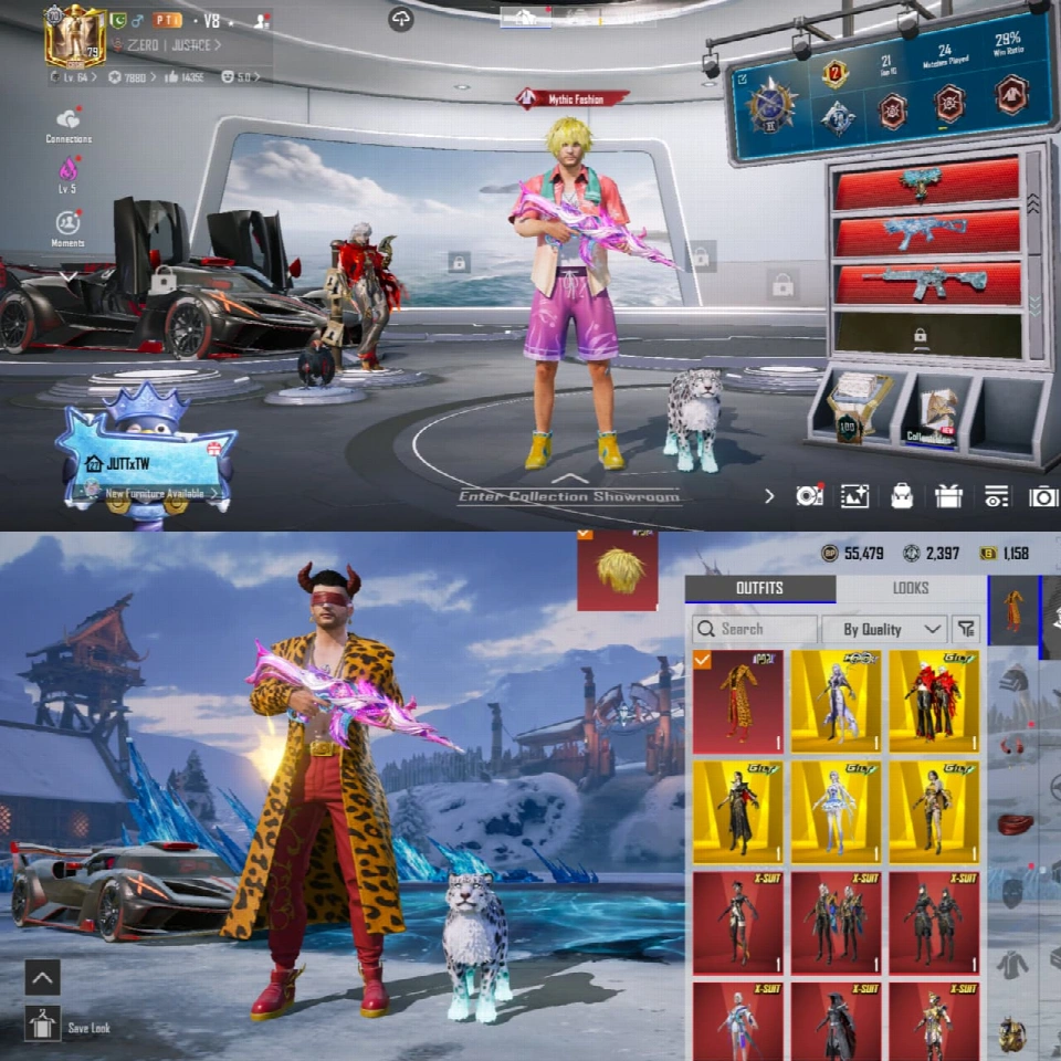 🔥 TRIO GC MAX | 💎 70 高级收藏 | 🎁 4 个战利品箱 | 👑 6 个终极物品 | 💛 黄色头发 RR | 🏎️ 布加迪跑车 | 🕰️ S4 脸型 + 发型 | 🎽 TDM