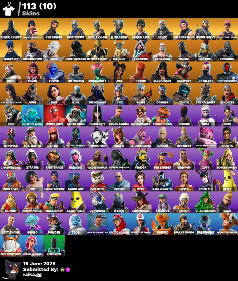 PC/PSN/Xbox/Nintendo 113皮肤 | OG STW | Black Knight | Sparkle Specialist | The Reaper | Blue Squire | Royale Knight | Elite Agent | Mako | Take The