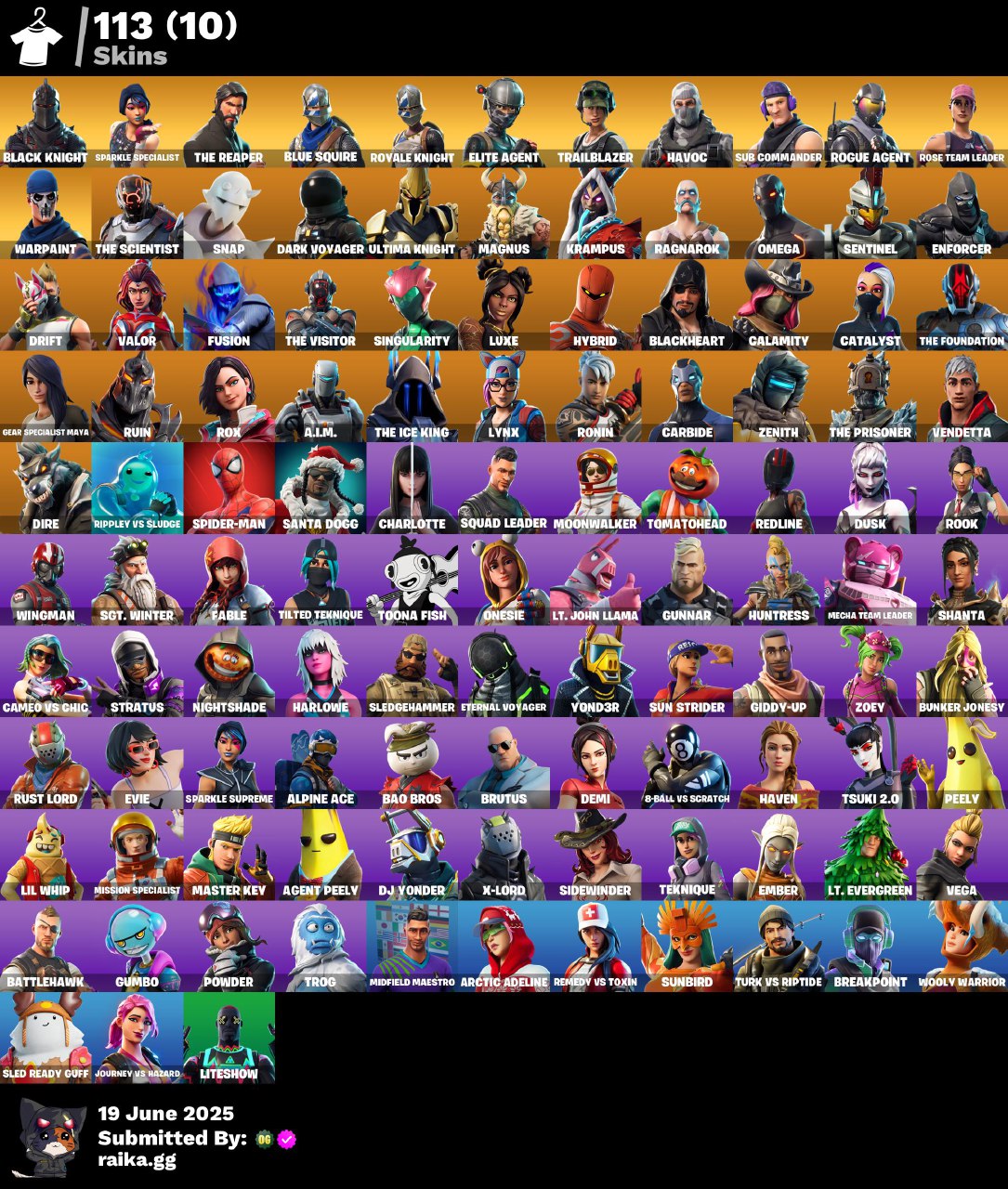 PC/PSN/Xbox/Nintendo 113皮肤 | OG STW | Black Knight | Sparkle Specialist | The Reaper | Blue Squire | Royale Knight | Elite Agent | Mako | Take The
