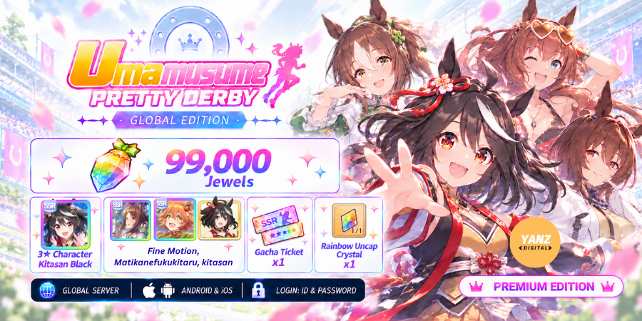 Account Umamusume | 99000 Jewels + SSR Kitasan Black + Fine Motion, Matikanefukukitaru + Kitasan + 1 Ticket + 1 Rb Uncap Crystal