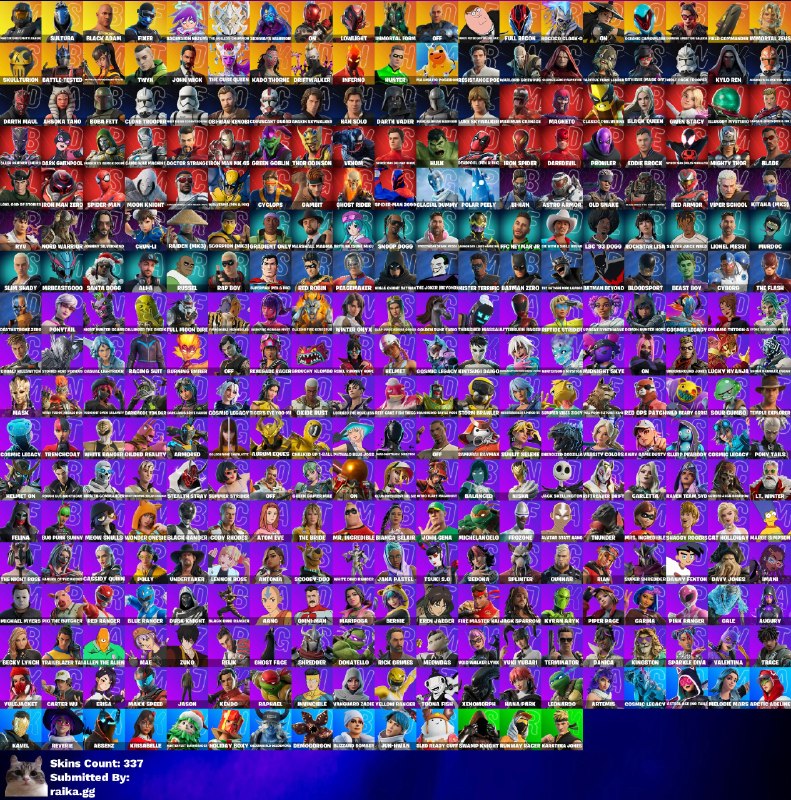[3合1] / • FN（所有平台） • 337皮肤 • Master Chief Black • Neymar Jr • Black Adam • BMW汽车 • Inferno • 完全访问 • 2份礼物