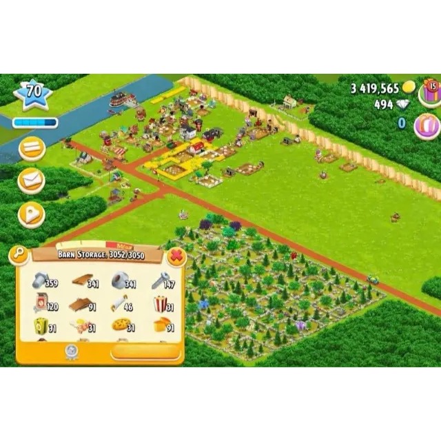 Hay Day Lv70农场 – 3000仓库 | 1000筒仓 | 满仓准备就绪