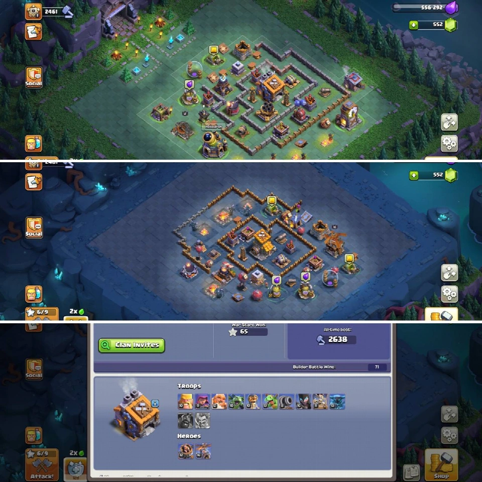 深蓝色城墙， decent 装备（限时优惠 48%）TH14 接近满级，NC 是 | BK44, Q58, MP48, W26, RC20 | BH9，联赛奖章和魔法物品