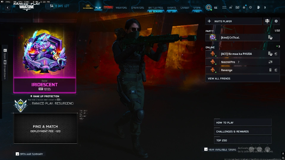Warzone Iridescent 🇺🇸 | 10135 SR 🔥 | MXR + Carbon Absolute 元素满级 ✅ | Iridescent等级账号 第4赛季 💫 | 完全访问 🚚 | 即刻 #稀有