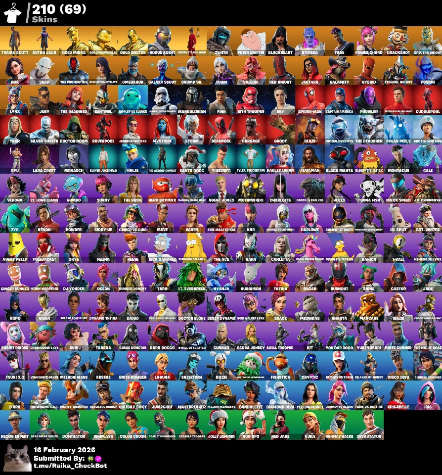 PC/PSN/Xbox/Nintendo 210皮肤 Travis Scott | Renegade Raider | Astro Jack | Gold Midas | Gold Meowscles | Gold Brutus | Rogue Agent | Heron Stance He