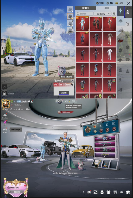 130 神话 | 4 套 X 套装 | 雪崩 4 星 | 1 套终极套装 | M416 潮汐 LV5 + AKM 冰川 LV5 | 30 枪皮实验室 | 野马 GTD