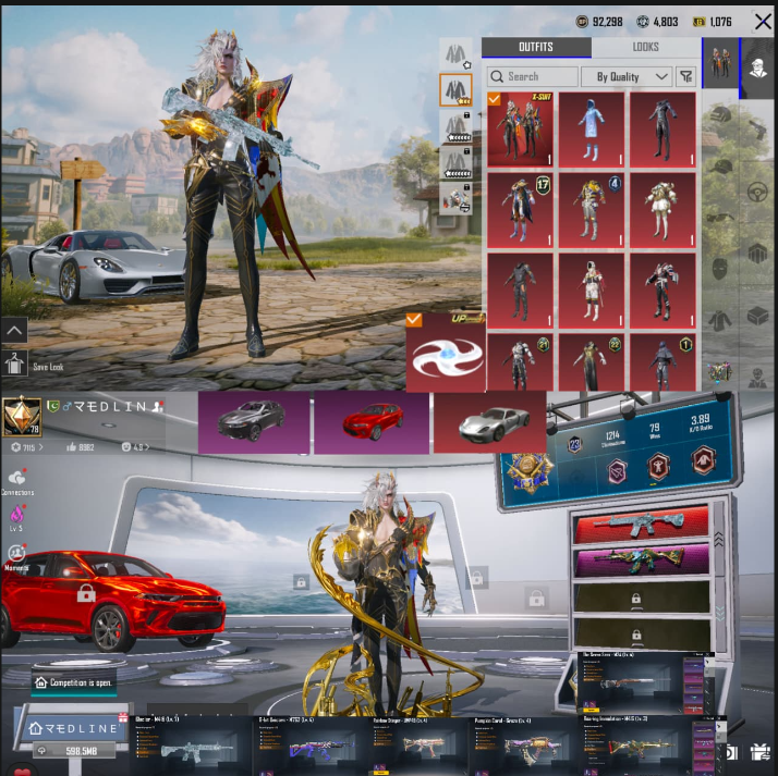M4 冰川 MAX | 德拉维昂 X 套装 3 星 | 跑车 x3 | 神话级 92 个 | 材料 1.7 倍 | M762 4 级 | M24 4 级 | UMP 4 级 | GROZA 4 级 | 大厅 x2