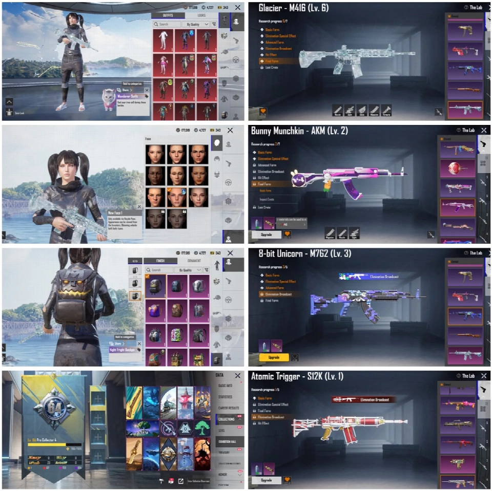 M416 冰川 MAX LV6 | 107 神话皮肤 | S4 原版脸型 | S5 小马 | 23 枪皮实验室 | 终极皇家 | 征服者