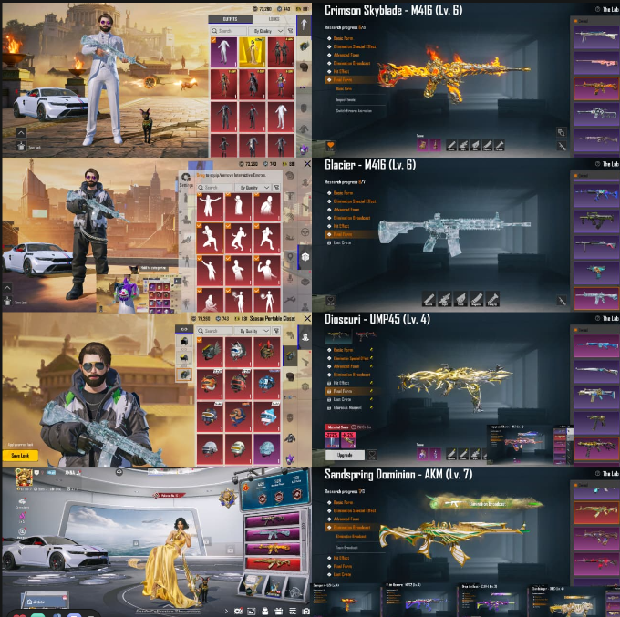 FORD MUSTANG || 4x X-SUIT | SAND-ULTIMATE | 130 神话时装 | BERAD & FOOL 背包 | EASY SWAG 套装 | 婚礼燕尾服 | 41 GUNLAB | AKM SAND MAX | M416