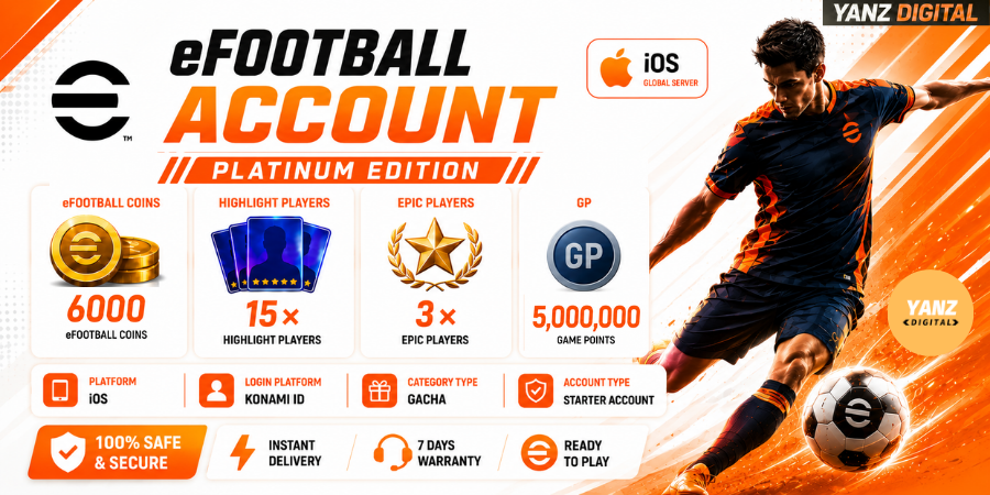 [iOS] 账号 eFootball | 6000 金币 + 15 名高光球员 + 3 名史诗球员 + 500 万 GP- 白金版