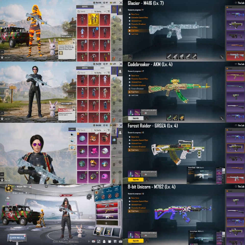 M416 冰川 MAX🔥 S4 脸 + S4 头发 | 🧟 LAWA 木乃伊套装 | 🔫 35× 稀有实验室 | 🏆 1× 征服者 | 💎 稀有 OG 库存
