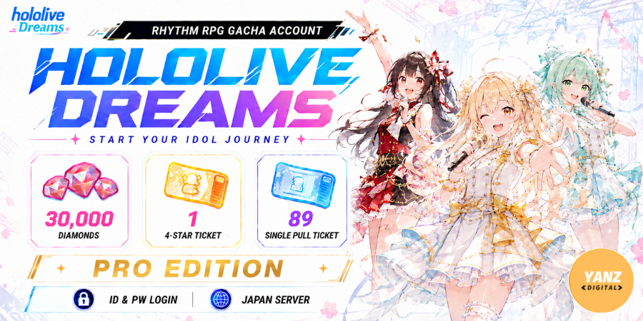 [日本] 账号 hololive Dreams | 钻石 30000 + 4星票 1 + 单抽票 89- 专业版