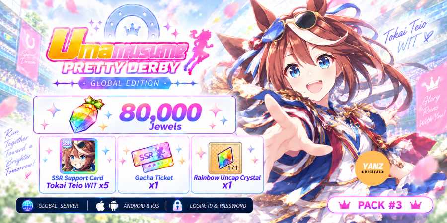赛马娘账号 | 80000 宝石 + 东海帝王智力 x5 + 1 票券 + 1 Rb 突破水晶