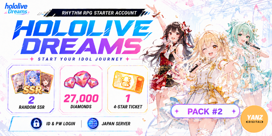 [日本] 账号 hololive Dreams | 钻石 27000 + 4星票券 1 + 随机 SSR x2- 礼包 #2