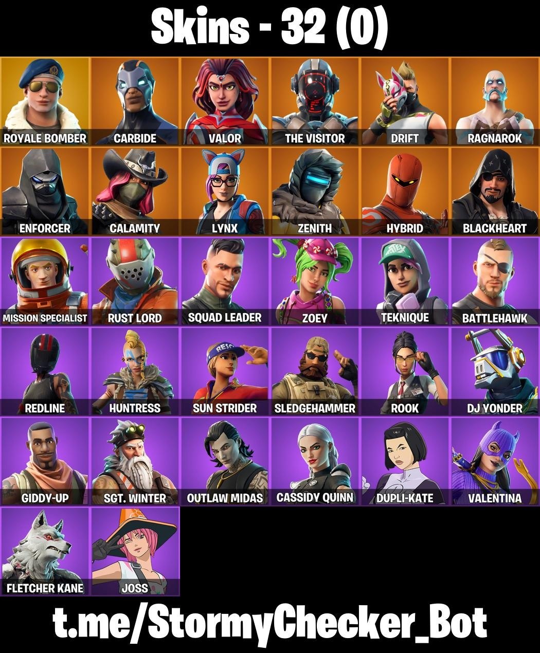 32皮肤 ⭐ TAKE THE L ⭐ HEARTSPAN ⭐ ROYALE BOMBER ⭐ DRIFT ⭐ RUST BUCKET ⭐ BALLOON AXE ⭐ LUG AXE ⭐ TOOSIE SLIDE ⭐ ORANGE JUSTICE ⭐ HYPE ⭐ FA