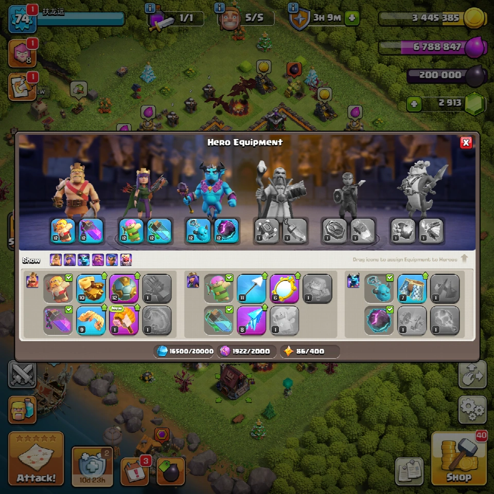 TH10 满级 2913宝石 14装备 5建筑工