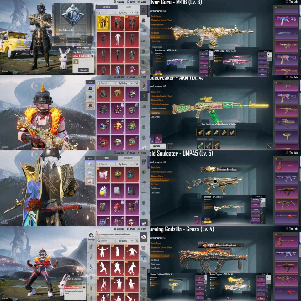 🔥 地狱头盔 X-套装击杀消息 | 💎 70 收藏 | 🏆 3 次征服者 | ✨ 158+ 神话时装 | 🔫 43 重型枪械实验室 | 💃 稀有表情 | 🏛️ 稀有 MY