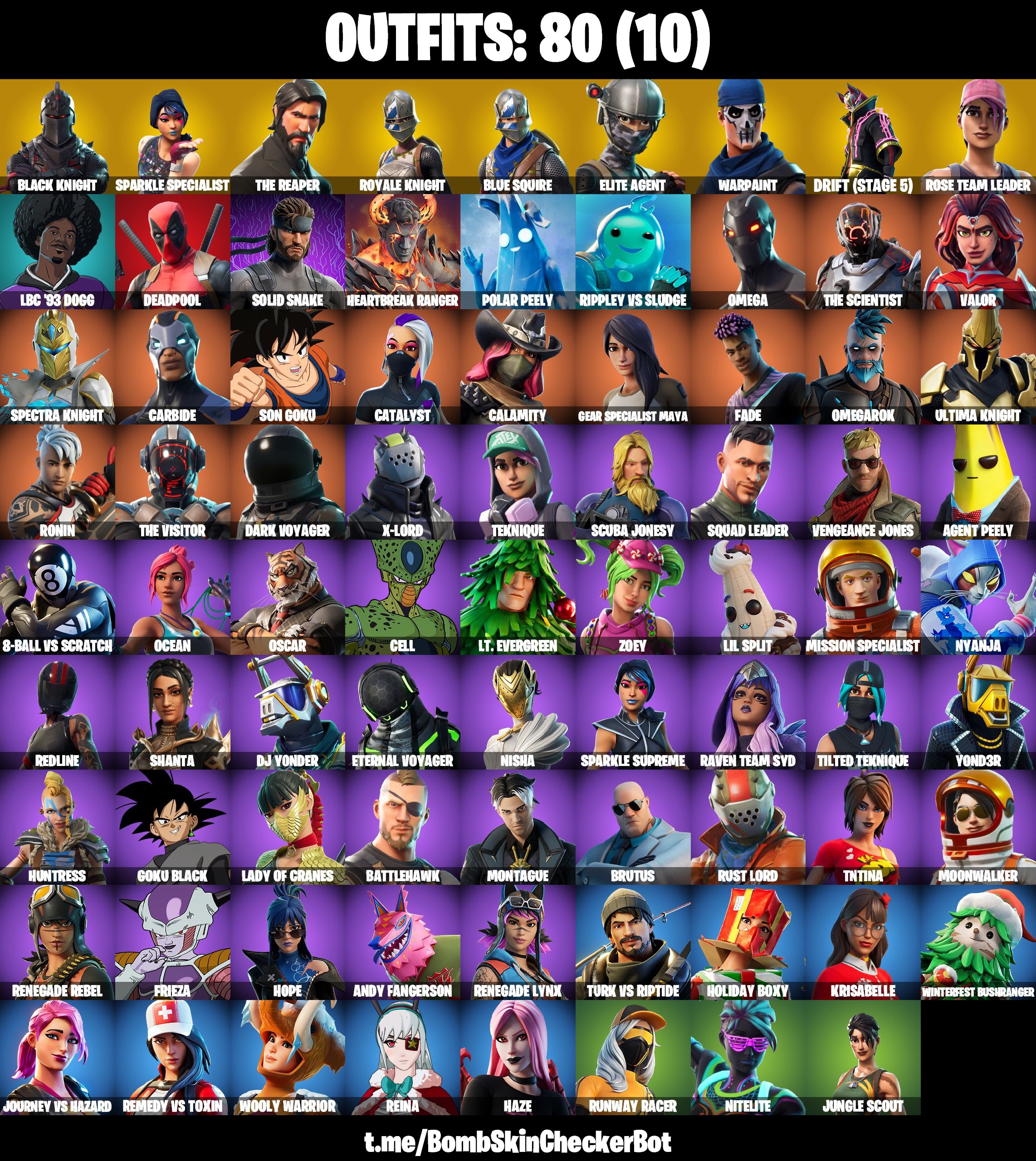 PC/PSN/Xbox/Nintendo 80皮肤 | OG STW | Black Knight | Sparkle Specialist | The Reaper | Blue Squire | Royale Knight | Elite Agent | Take The L | The