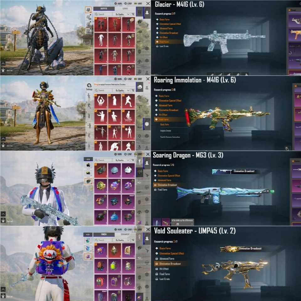 36神话 | 双M416 6级（Glacier + Roaring）| 2 X-Suits | S5小马 | 22枪械实验室 | 1周年套装