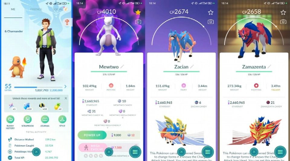 Lvl 55 | Mewtwo 4K | 58 传奇 | Zacian | Dialga | Zapdos | Regieleki | Entei | 神秘