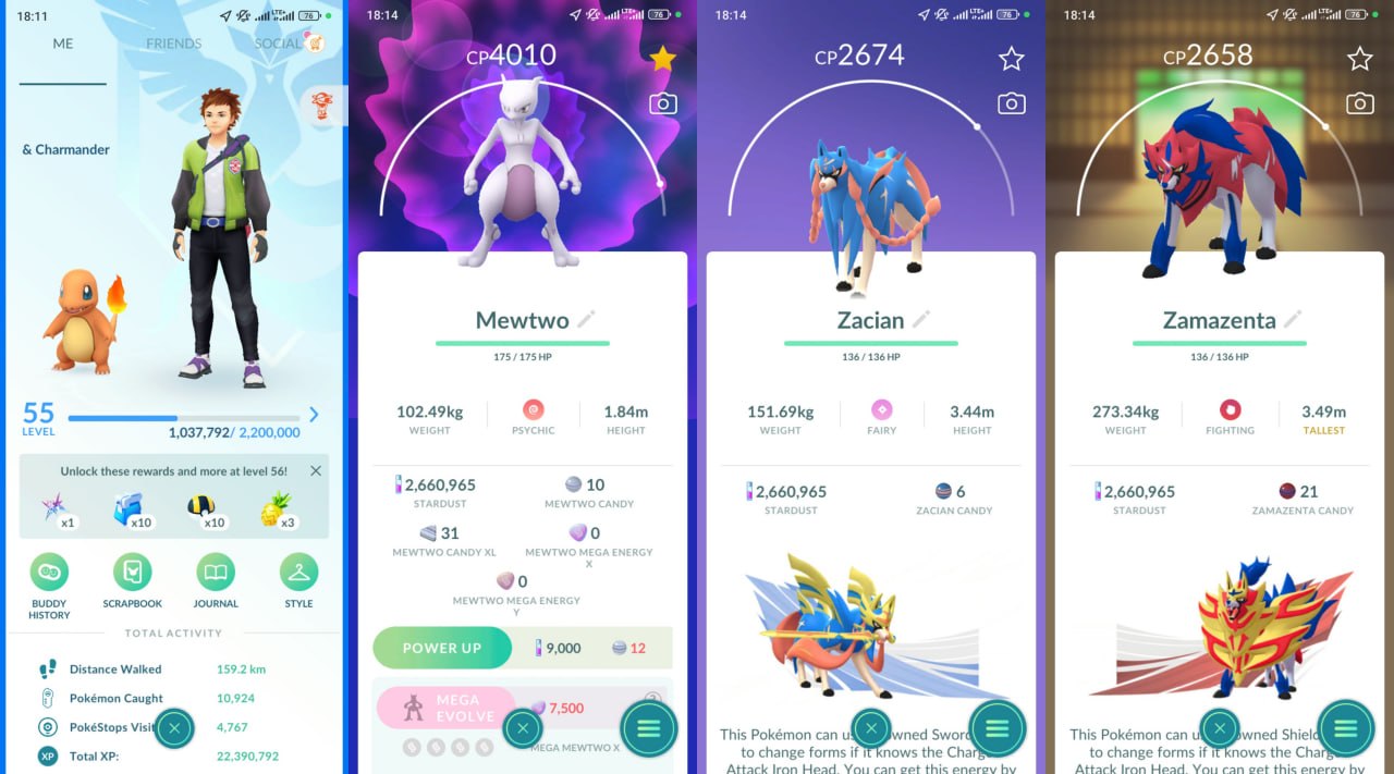 Lvl 55 | Mewtwo 4K | 58 传奇 | Zacian | Dialga | Zapdos | Regieleki | Entei | 神秘