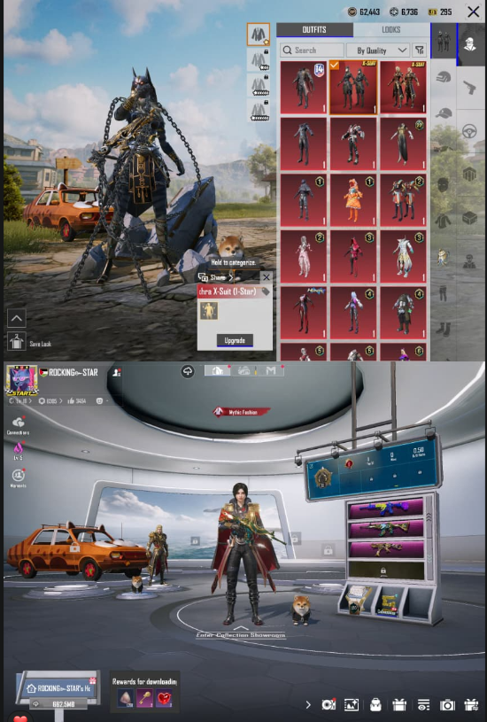 66 神话 | 2 套 X 套装 | 伊格尼斯 1 星 + 阿努克拉 1 星 | M416 咆哮 Lv5 | M416 蜥蜴 Lv4 | 34 枪皮实验室 | M24 七海 Lv4 | UMP 海洋 满级