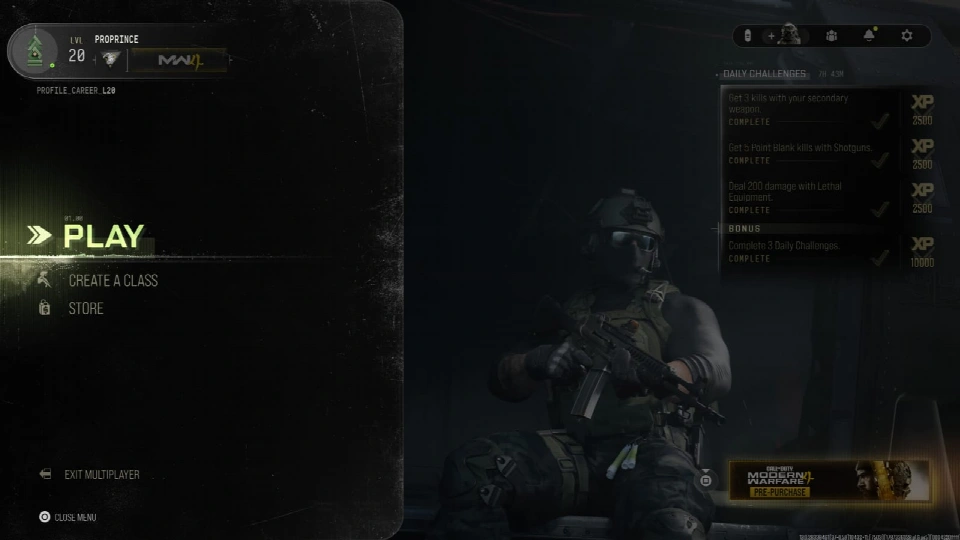 MW4 🎯 COD 🔥 等级 20 💎 测试版奖励已解锁 👑 专属特战干员皮肤