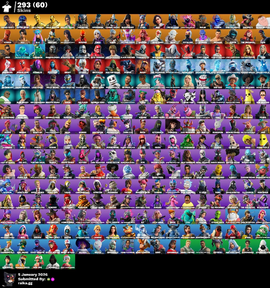 PC/PSN/Xbox/Nintendo 293款皮肤 | Travis Scott | Astro Jack | Gold Midas | Gold Brutus | Major Glory | Predator | Omegarok | Eternal Knight | Blackhear