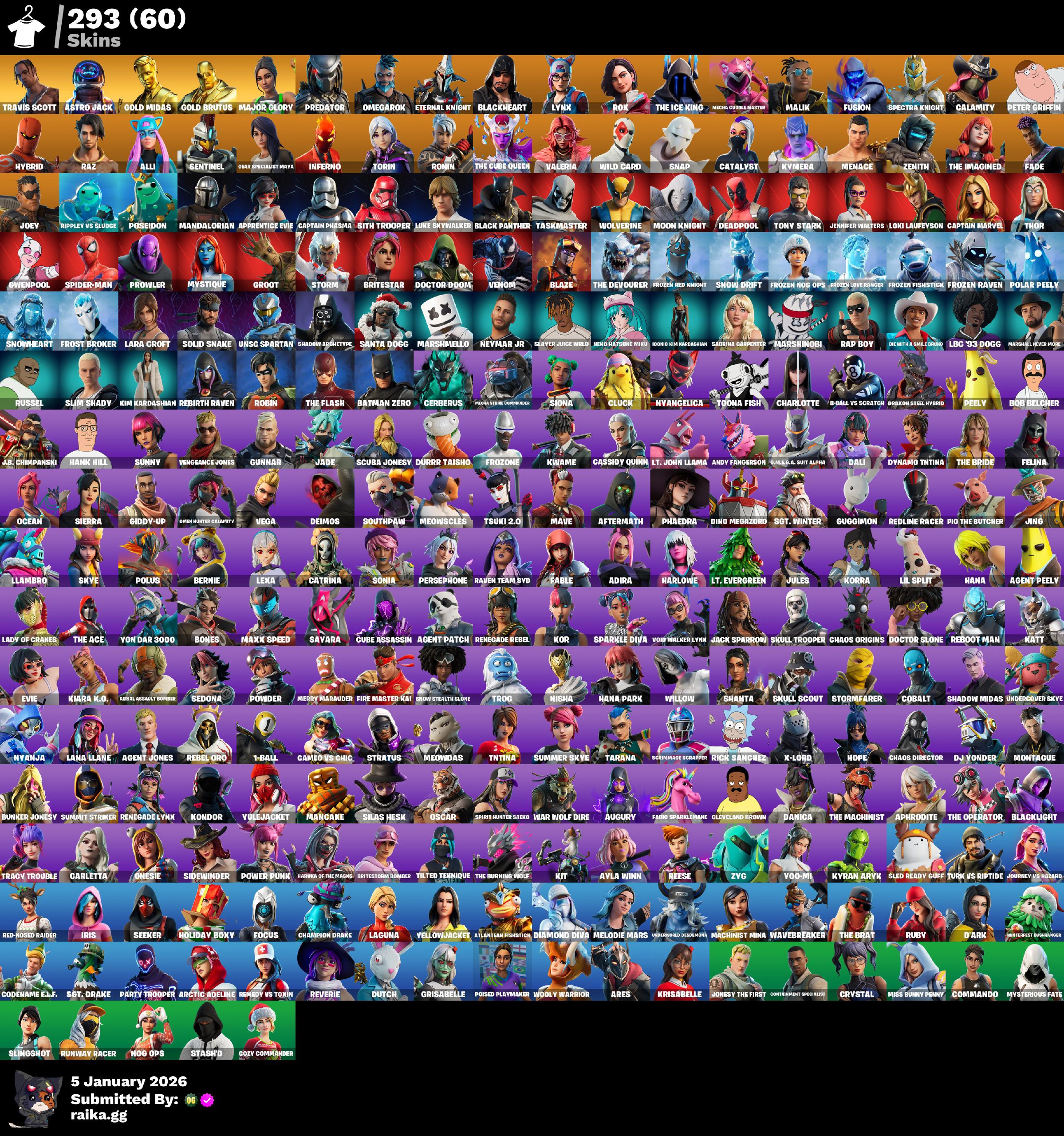 PC/PSN/Xbox/Nintendo 293款皮肤 | Travis Scott | Astro Jack | Gold Midas | Gold Brutus | Major Glory | Predator | Omegarok | Eternal Knight | Blackhear