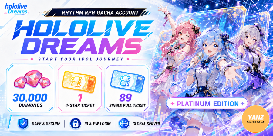 [Global] 账号 hololive Dreams | 钻石 30000 + 4星票 1 + 单抽票 89- 白金版