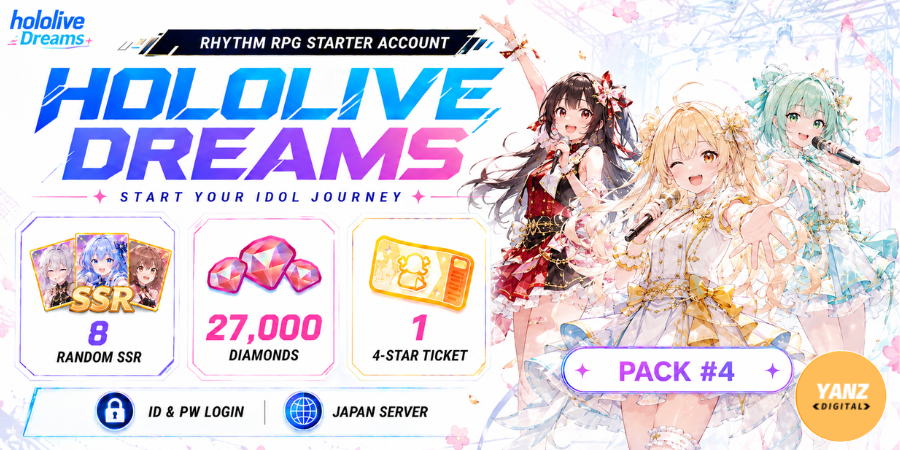 [日本] 账号 hololive Dreams | 钻石 27000 + 4星票 1 + 随机 SSR x8- 包 #4