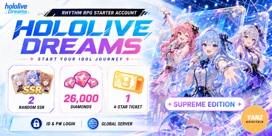 [Global] 账号 hololive Dreams | 钻石 26000 + 4 星票 1 + 随机 SSR x2 - 至尊版
