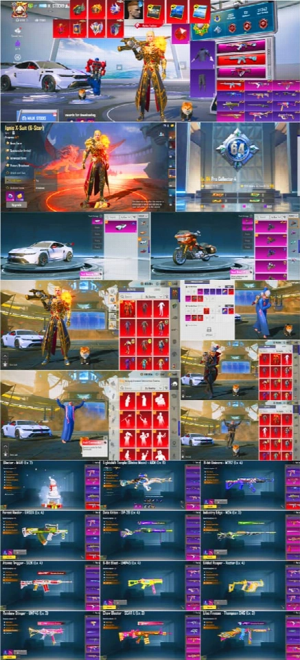 🔥 IGNIS X-SUIT 4★ + M416 GLACIER MAX | 🧊 AKM LIGHTSHIFT 6 + 31× HEAVY LAB | 🏎️ 2辆跑车 + 摩托车 | 💎 稀有神话物品 + 15个击杀消息枪 | 🏛️ 3个