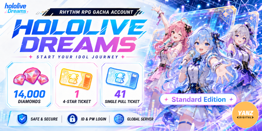 [Global] 账号 hololive Dreams | 钻石 14000 + 4星票 1 + 单抽票 41- 标准版