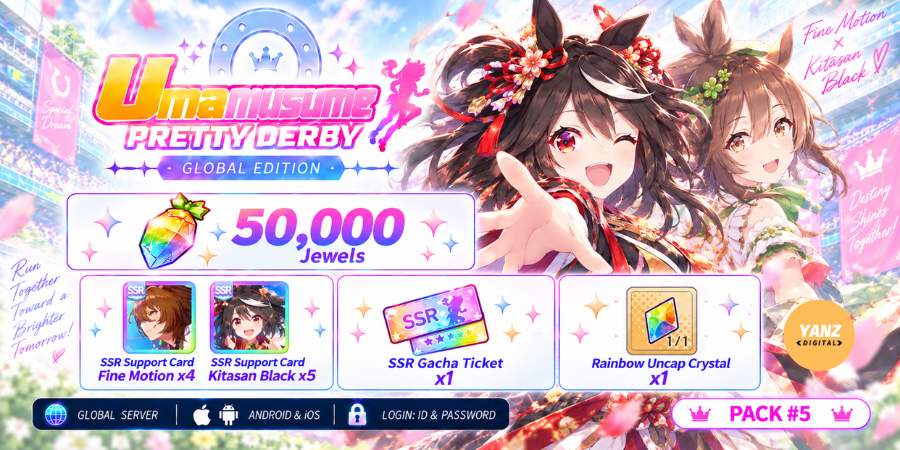 赛马娘账号 | 50000 宝石 + 美妙姿势 x4 + 北部玄驹 x5 + 1 张票券 + 1 个 Rb 突破水晶