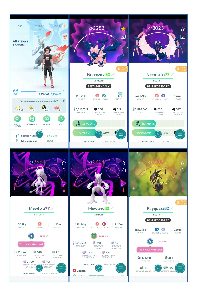 LEVEL 66 | 930 传说（66 闪光）| 823 闪光 - 39 Shundo | 364 4* | 98 V Mega Mewtwo Y + Mega Mewtwo X | Mega Rayquaza | 黑白 Kyurems