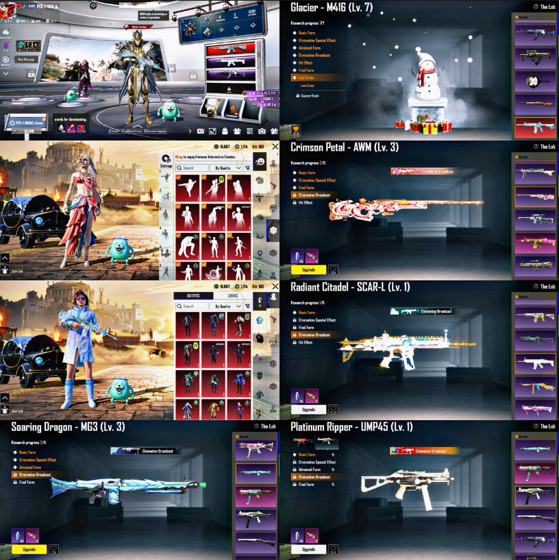 M416 冰川 MAX LV7 | 87 神话 | 31 枪皮实验室 | 真 UMP | 72 级 | OP 库存