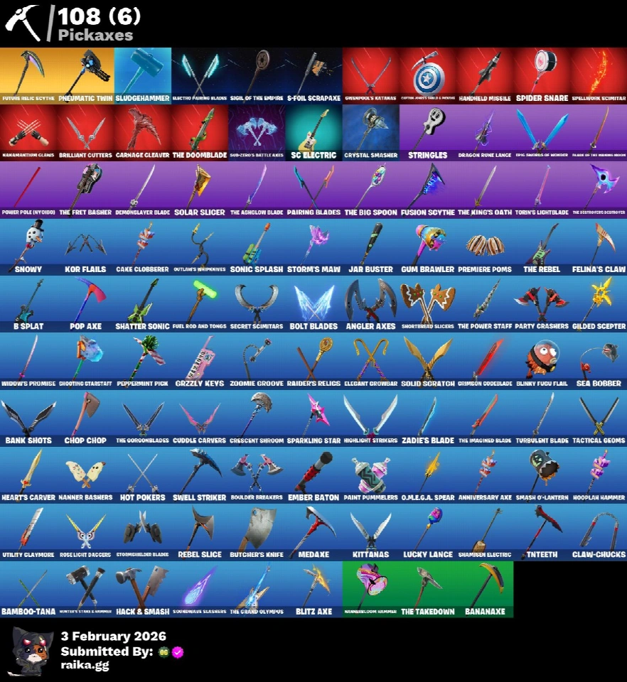 PC/PSN/Xbox/Nintendo 62款皮肤 | Travis Scott | Fixer | Trilogy | Lina Scorch | Malik | Gear Specialist Maya | The Cube Queen | Son Goku | Fusion | Sor