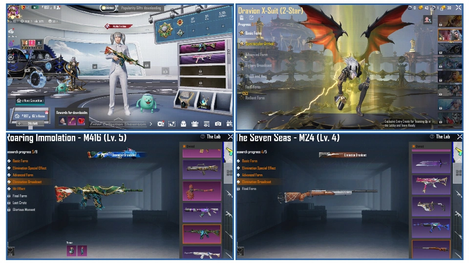 M416 Roaring 5级 Onhit | Dravion X 套装 Lv 2 | 24可升级枪械 - 10击杀消息 | S4脸型 & 双发型 | 91神话时装