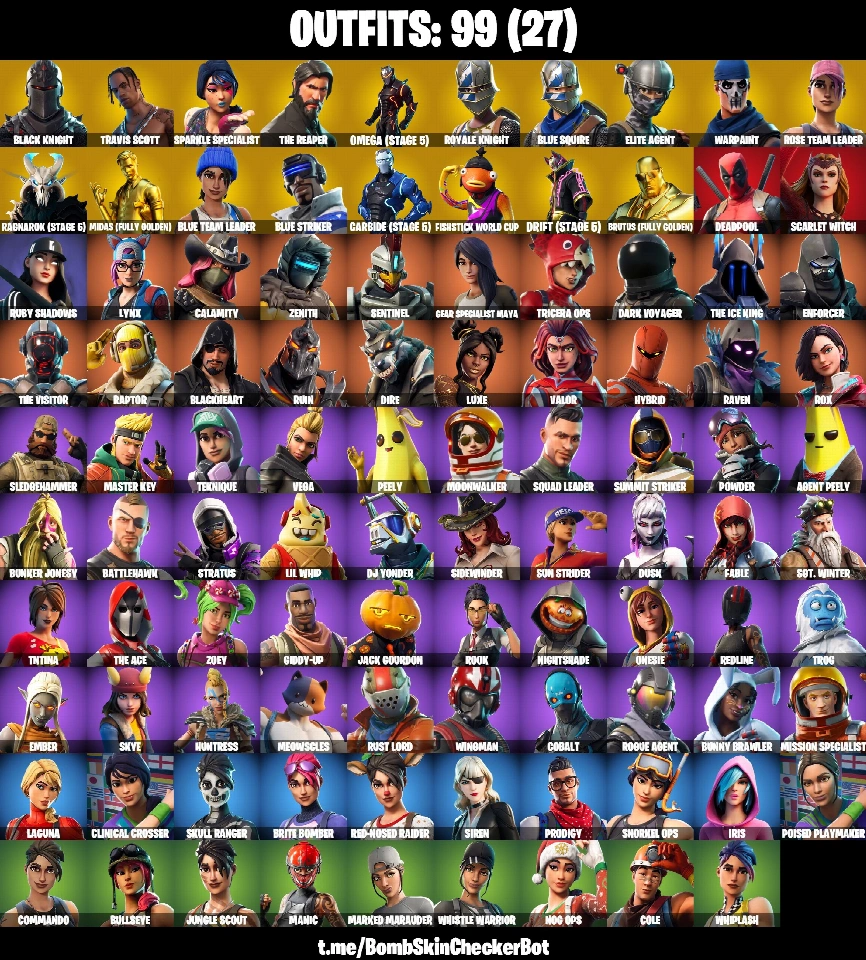 PC/Xbox/Nintendo 99皮肤 | OG STW | Black Knight | Travis Scott | Sparkle Specialist | The Reaper | Blue Squire | Royale Knight | Elite Agent | Blue