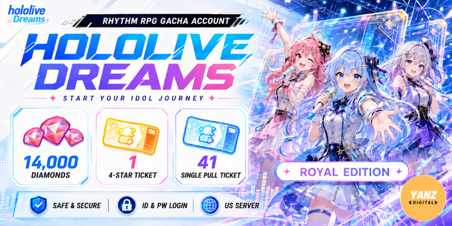 [Us] 账号 hololive Dreams | 钻石 14000 + 4星票 1 + 单抽票 41- 皇家版
