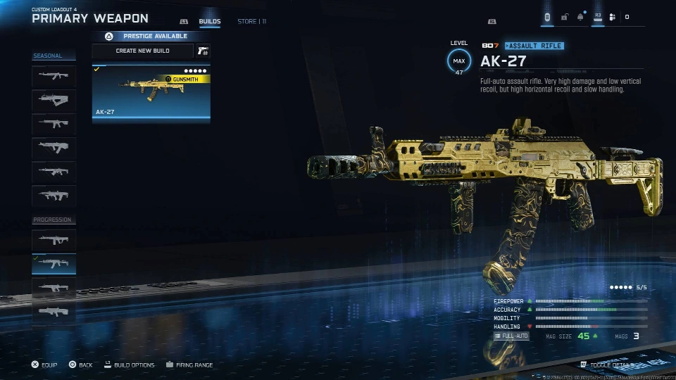 Warzone / BO7 55级 排位就绪 6把武器满级 Carbon, Ak27, Peacekeeper, Ryden, Rev46, Mk35 满级 全面访问