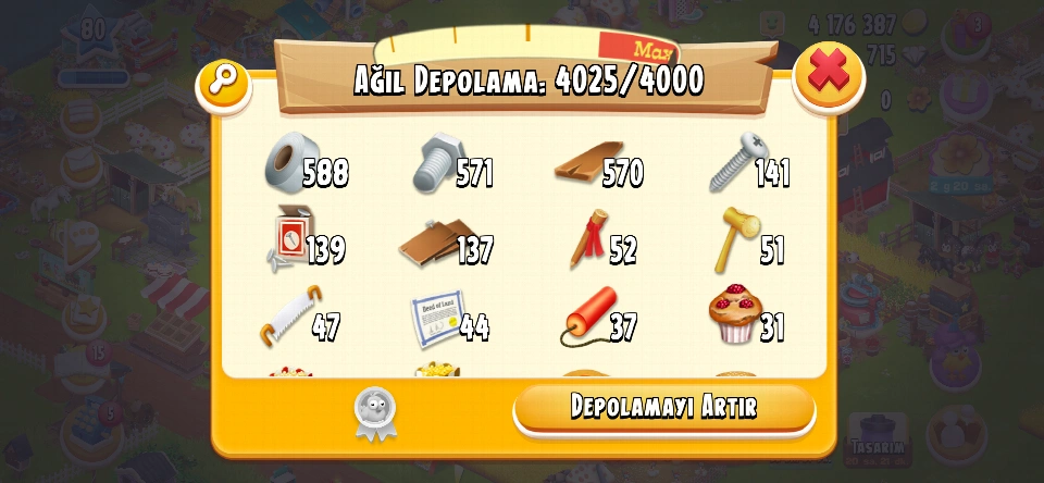 Hay Day Lv80农场 – 4M金币 & 763钻石 | 4000仓库 | 随时可玩