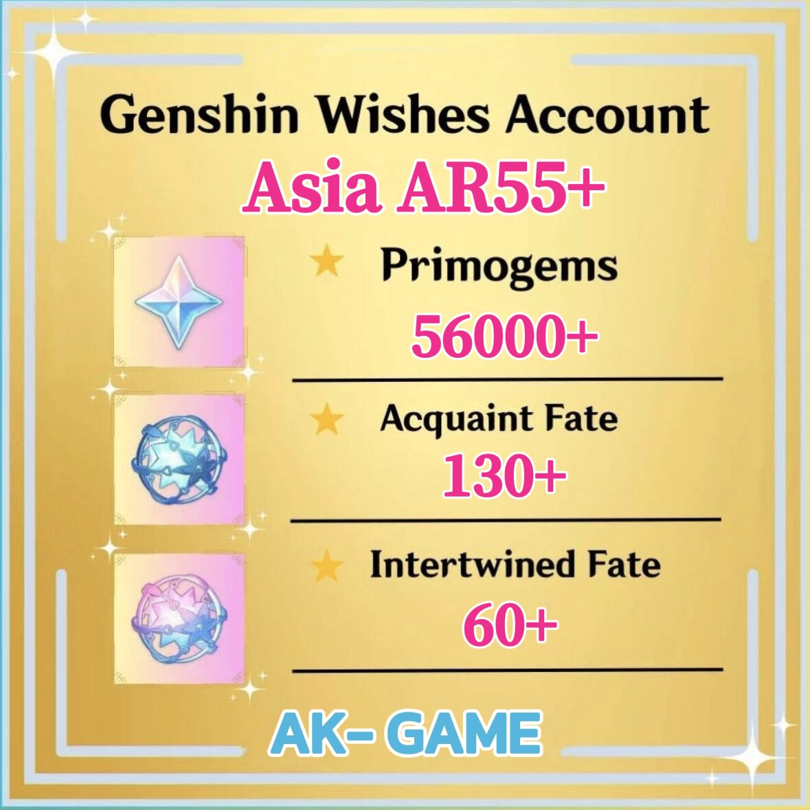 亚洲 - 原石 56000 - 相遇之缘 130 - 纠缠之缘 60 - 男/女主角 - iOS/Android/PC/Xbox/PS - 新手祈愿刷号
