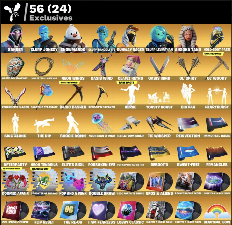 [3合1] FORTNITE 全平台 236皮肤（27付费）完全访问 保修 2个免费礼品