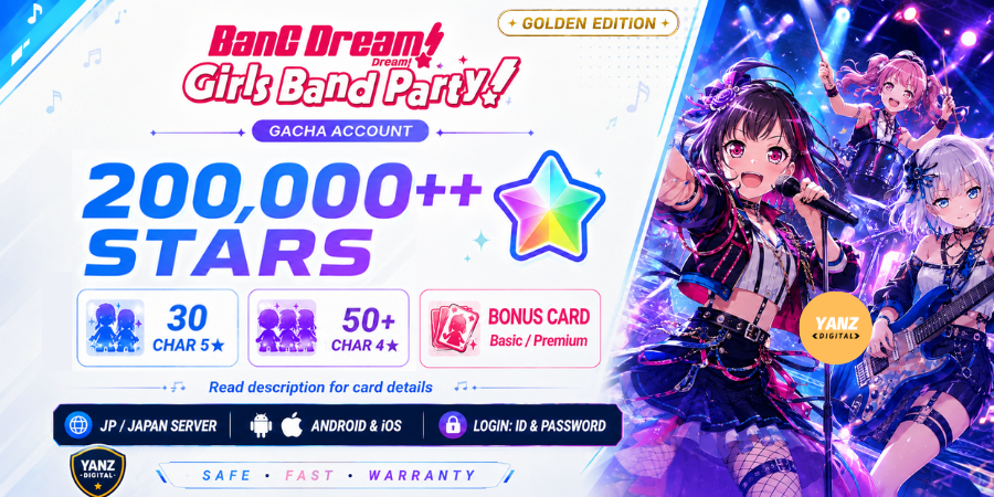 [日服] 账号 BanG Dream! | 200000 星 + 5 星角色 x30 + 4 星角色 x50
